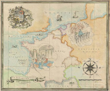 1943 Manuscript World War II Map Celebrating U-Boat Commander Georg von Bitter