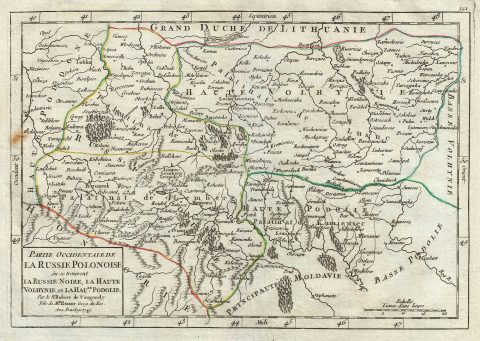 1749 Vaugondy Map of Western Ukraine and Eastern Poland