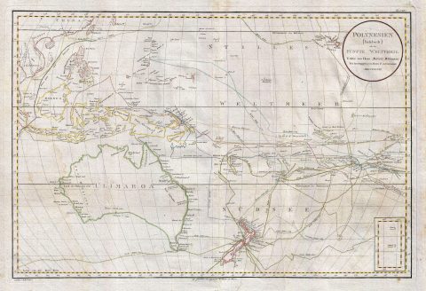 1789 Djurberg Map of Polynesia with indigenous name for Australia (Ulimaroa)