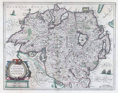 1650 Jansson Map of Ulster, Ireland