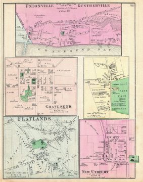 1873 Beers Map of Gravesend, Flatlands, and New Utrecht, Brooklyn, New York