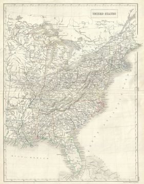 1844 Black Map of the United States