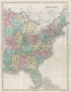 1851 Black Map of the United States