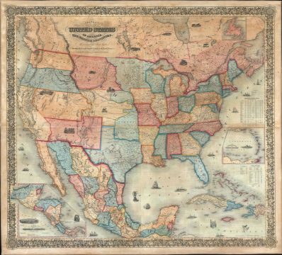 1853 Colton Wall Map of the United States