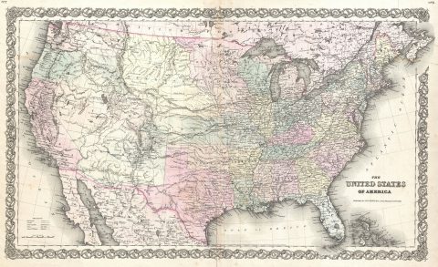 1855 Colton Map of the United States
