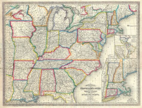 1857 Desilver Pocket Map of the United States