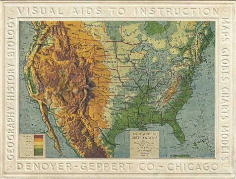 1911 Salesman Sample Denoyer Geppert Relief Map of the United States (Embossed Map)