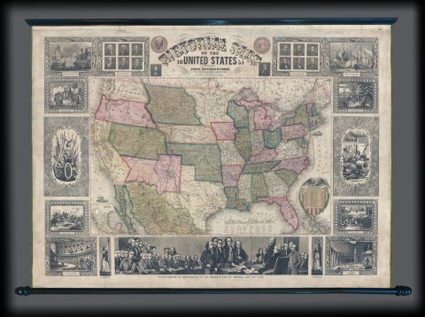 1854 Ensign Bridgman and Fanning Wall Map of the United States