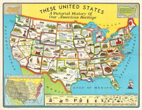1949 Hyde de Grange Pictorial Map of the United States
