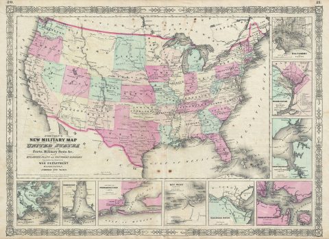 1863 Johnson Military Map of the United States