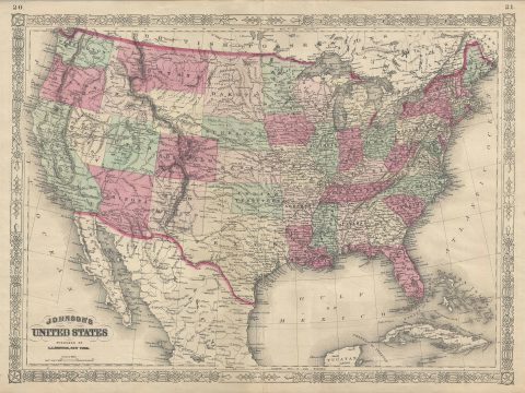 1866 Johnson Map of the United States