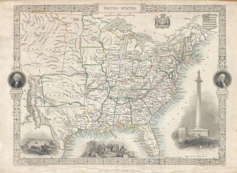 1850 Tallis and Rapkin Map of the United States