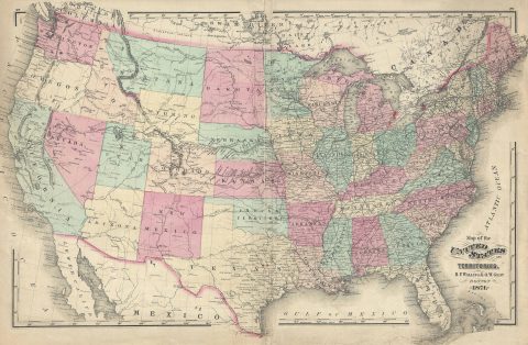 1871 Walling and Gray Map of the United States