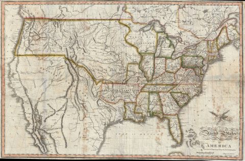 1820 Warner Pocket Map of the United States