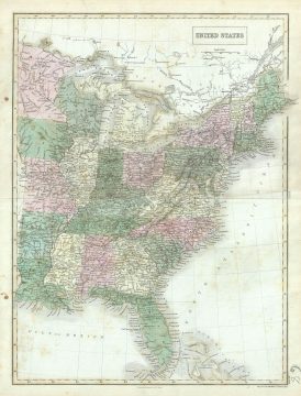 1851 Black Map of the United States