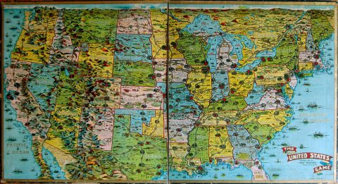 1901 Parker Brothers Map or Board Game of the United States