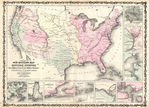 1861 Johnson Military Map of the United States