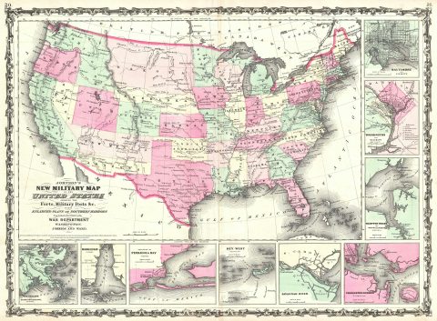 1863 Johnson Military Map of the United States