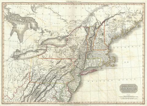 1810 Pinkerton Map of the United States (Northeast)