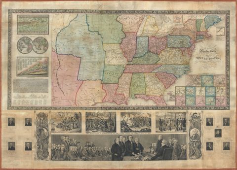 1841 Phelps and Ensign Wall Map of the United States