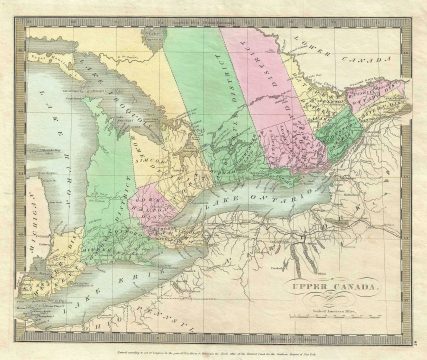 1835 Burr Map of Upper Canada or Ontario, Canada and the Great Lakes