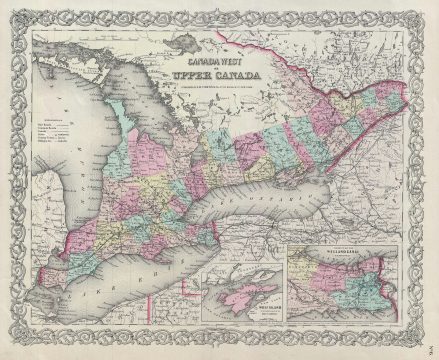 1856 Colton Map of Upper Canada or Ontario, Canada