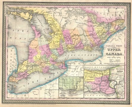 1854 Mitchell Map of Ontario, Upper Canada or Canada West