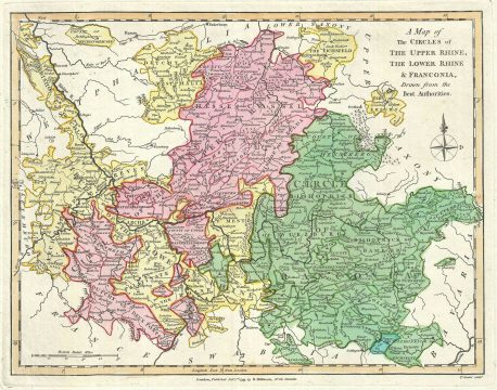 1793 Wilkinson Map of the Upper Rhine, Lower Rhine and Franconia, Germany