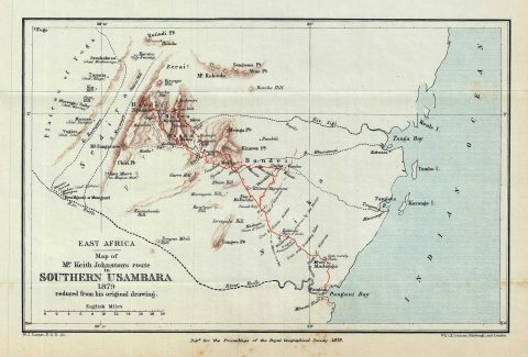 1879 Johnston Map of Southern Usambara, Tanzania, East Africa