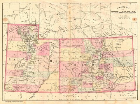 1881 Bradley Map of Utah and Colorado