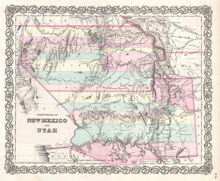 1855 Colton Map of Utah and New Mexico (first edition, first state)