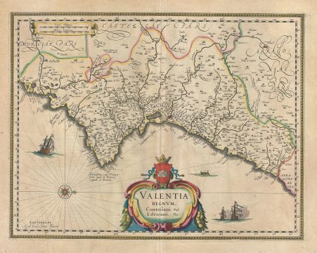 1635 Blaeu Map of Valencia, Spain