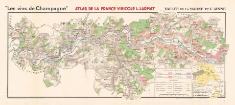 1944 Larmat Map of the Marne Valley and Aisne Champagne Vineyards in France