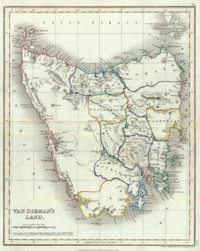 1860 Dower Map of Van Diemen's Land or Tasmania