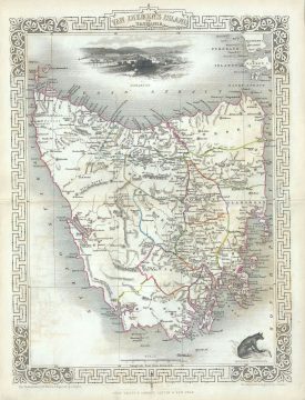 1851 Tallis and Rapkin Map of Van Diemen's Land or Tasmania