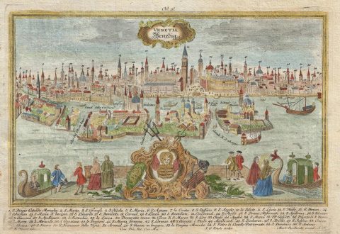1725 Engelbrecht Map and View of Venice, Italy
