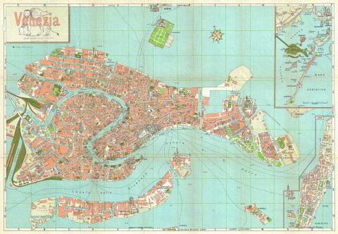 1961 Ettore Adriano Augusto Vincitorio Map or Plan of Venice, Italy