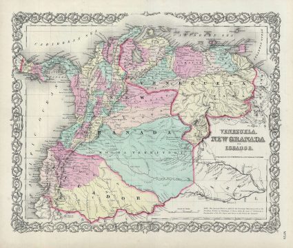 1856 Colton Map of Columbia, Venezuela and Ecuador