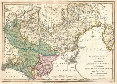 1794 Wilkinson Map of the Estates of Venice, Italy