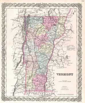 1855 Colton Map of Vermont