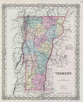 1856 Colton Map of Vermont