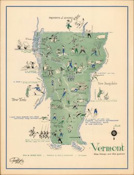 1949 George Daly Pictorial map of Vermont (signed)