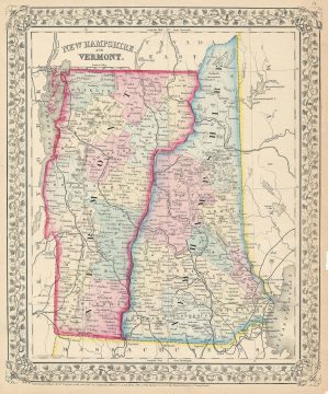 1867 Mitchell Map of Vermont and New Hampshire