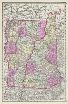 1887 Tunison Map of Vermont and New Hampshire