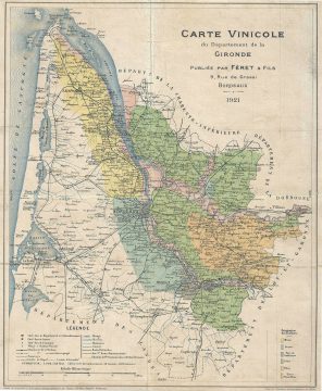 1921 Feret and Fils Wine Map of the Gironde (Bordeaux, Medoc) showing Vineyards