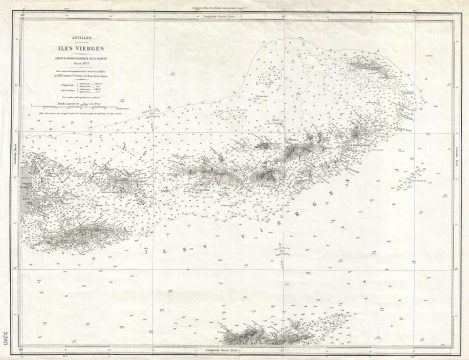 1932 French Service Hydrographique Chart and Map of the Virgin Islands