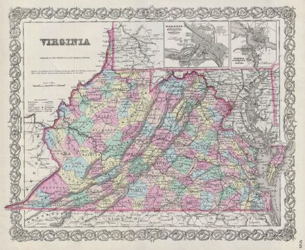 1856 Colton Map of Virginia