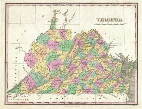 1827 Finley Map of Virginia