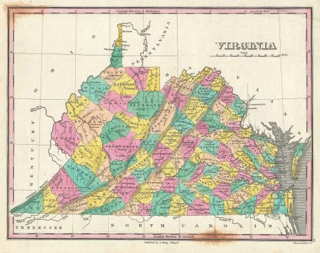 1828 Finley Map of Virginia