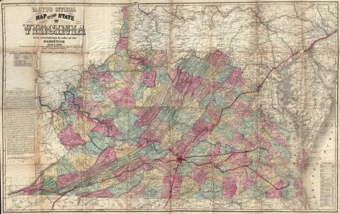 1862 Lloyd Pocket Map of Virginia (including West Virginia)